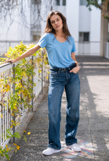 Ayelet light blue neckline  short sleeves shirt