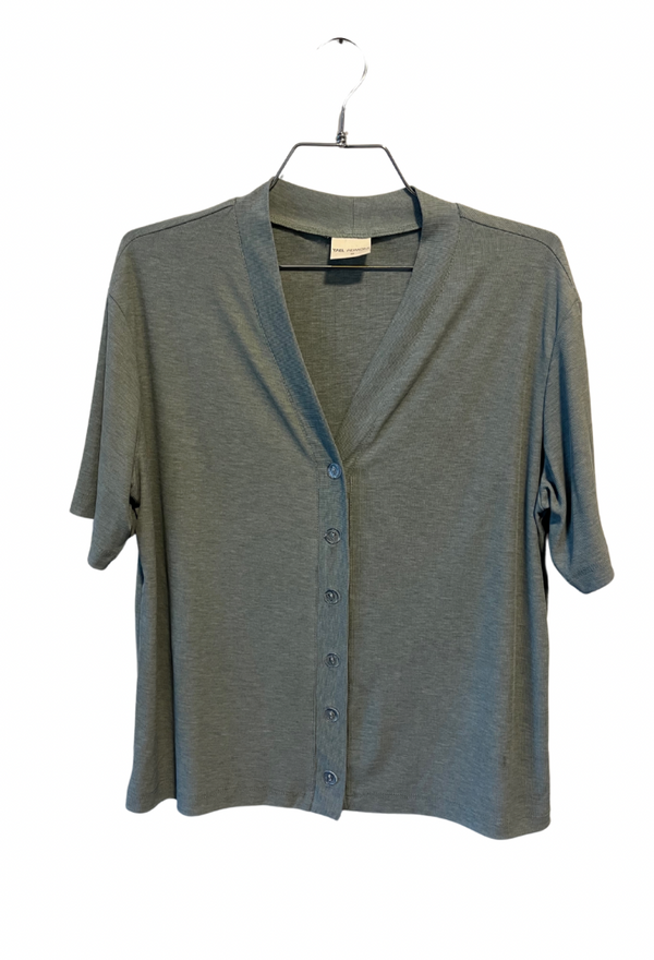 Alma pistachio green button down shirt