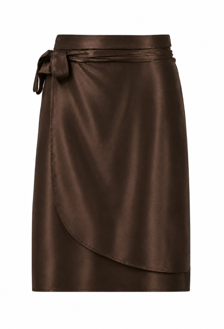 Lee chocolate brown wrap mini skirt