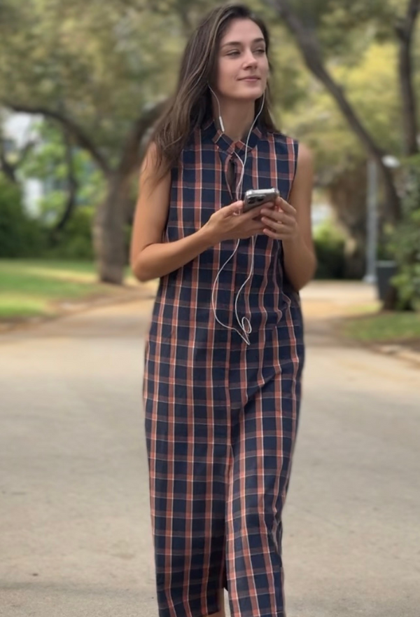 Mia black with brown botanic  print dress