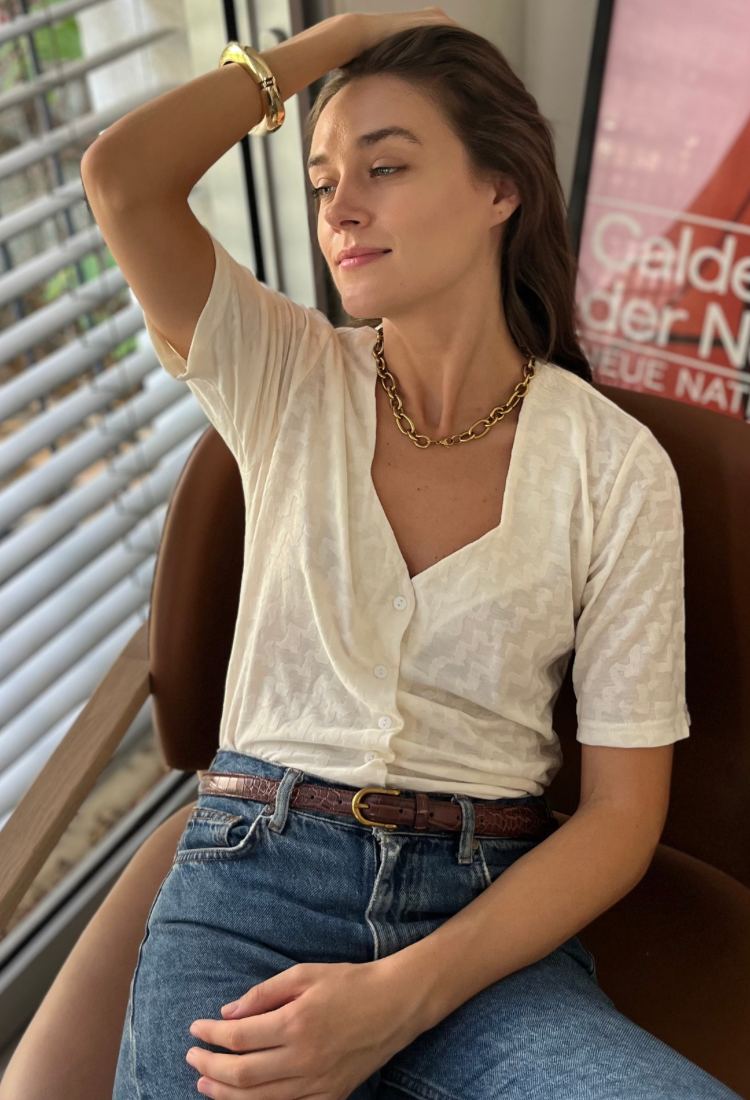 Leonie white button down shirt