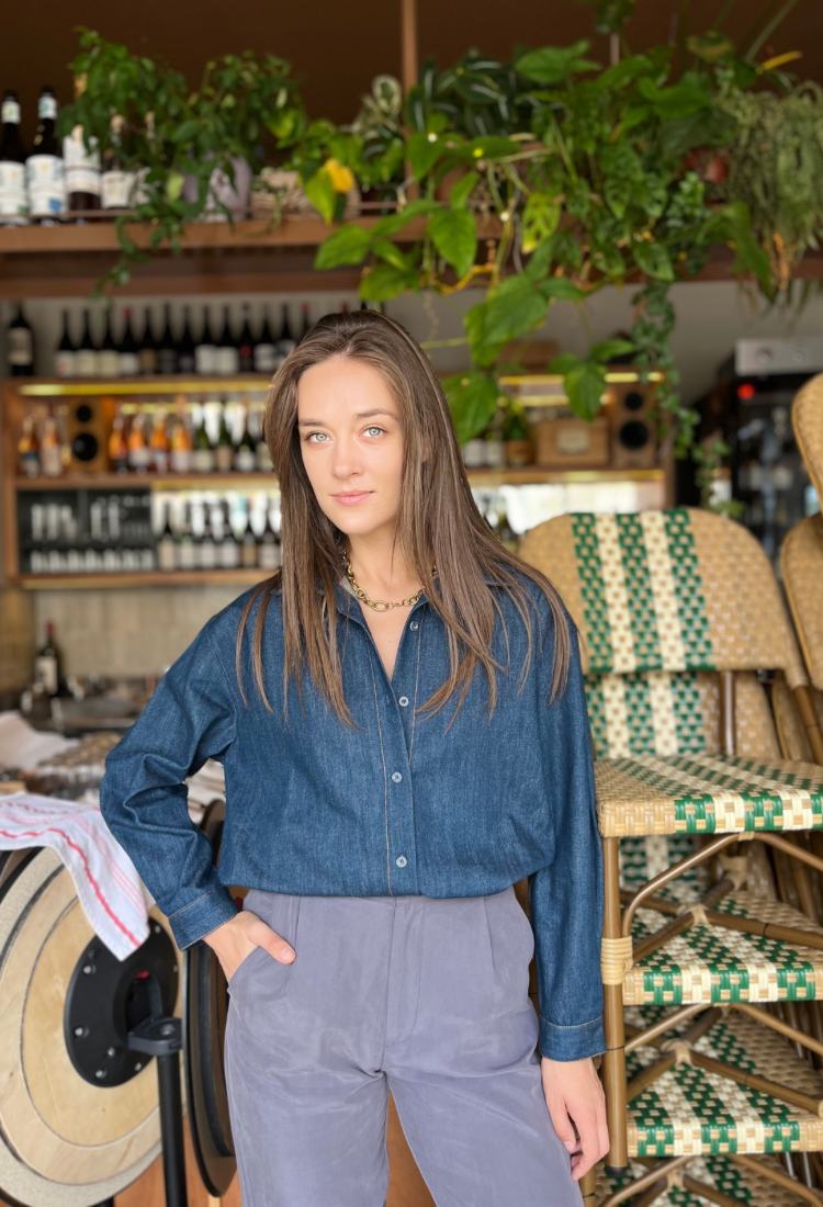 חולצת אורי ג׳ינס כחול כהה