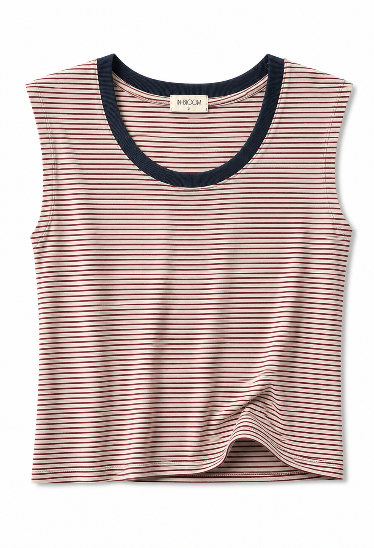 Ayelet off white and red  stripes sleeveless shirt