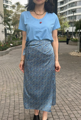 Lee light blue with  floral print  wrap skirt