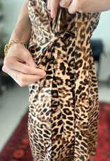 Noor brown and black leopard print wrap dress