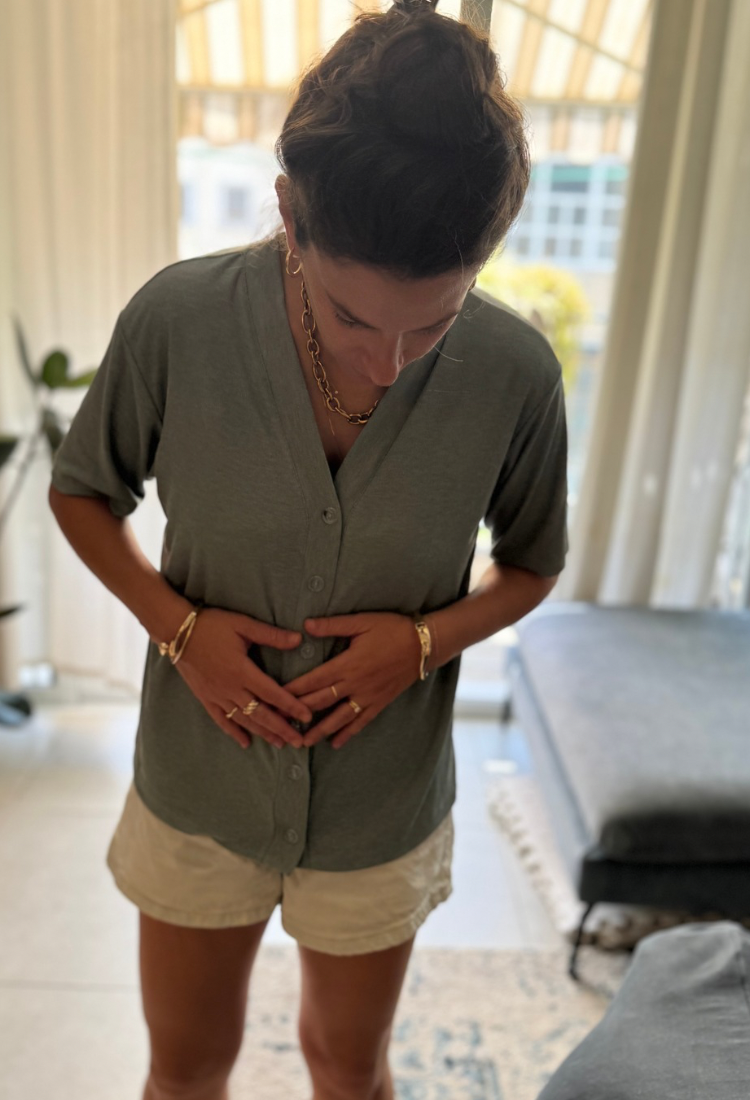 Alma pistachio green button down shirt