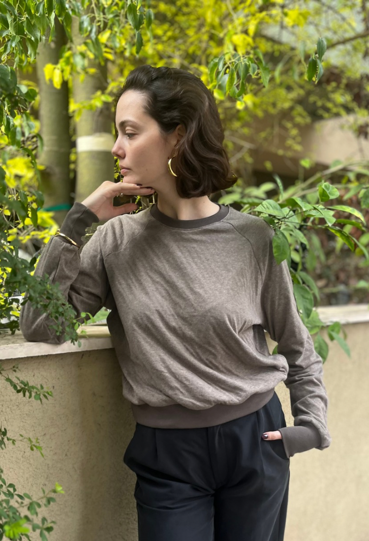 סווטשרט רוז אפור מלאנז