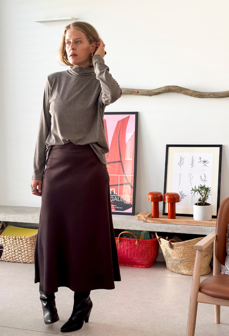 חצאית ג'סמין מקסי חומה