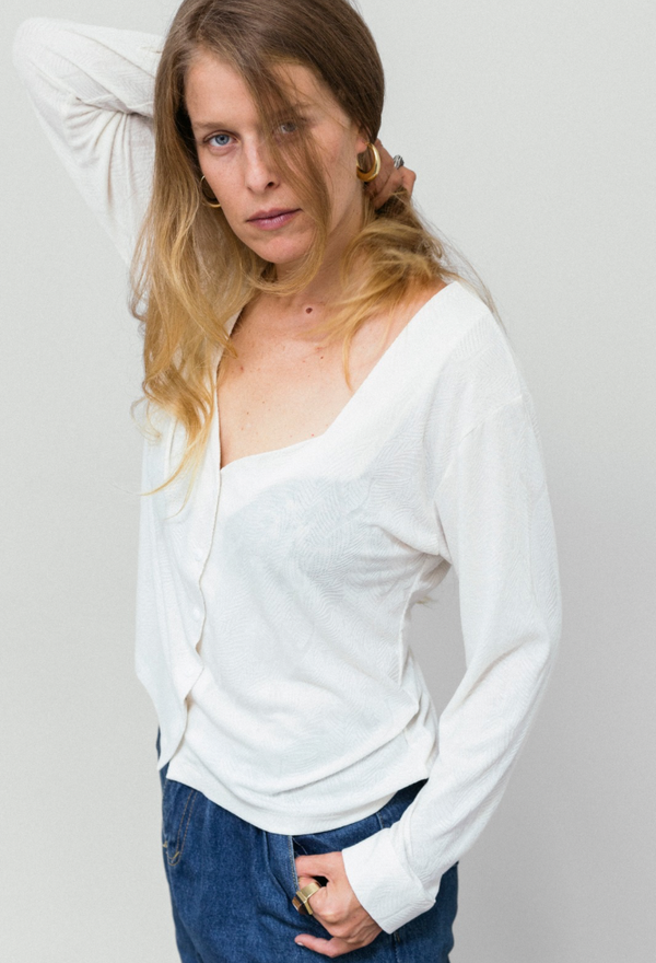 Leonie white button shirt