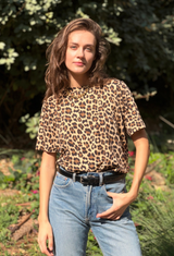 Lori brown leopard short sleeve shirt