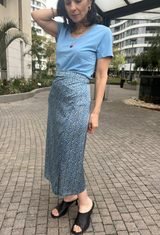 Lee light blue with  floral print  wrap skirt