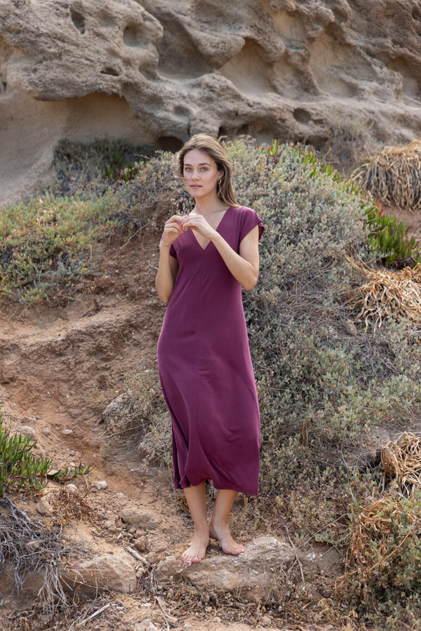 Rona Bordeaux maxi dress