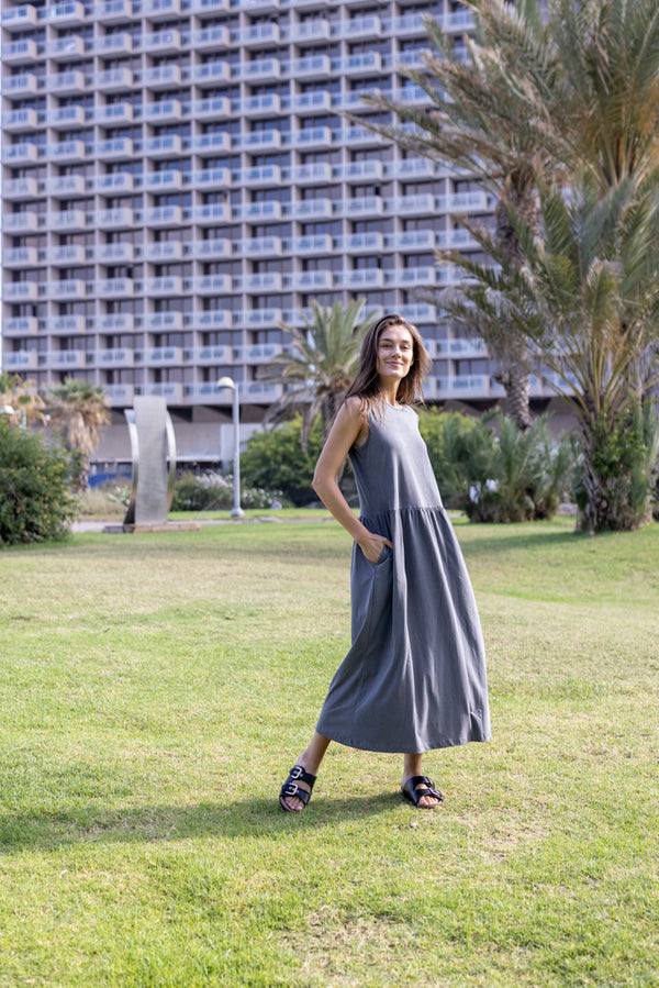 Emma wash gray maxi dress