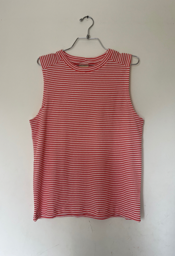 Billy white and light pink stripes sleeveless  t- shirt