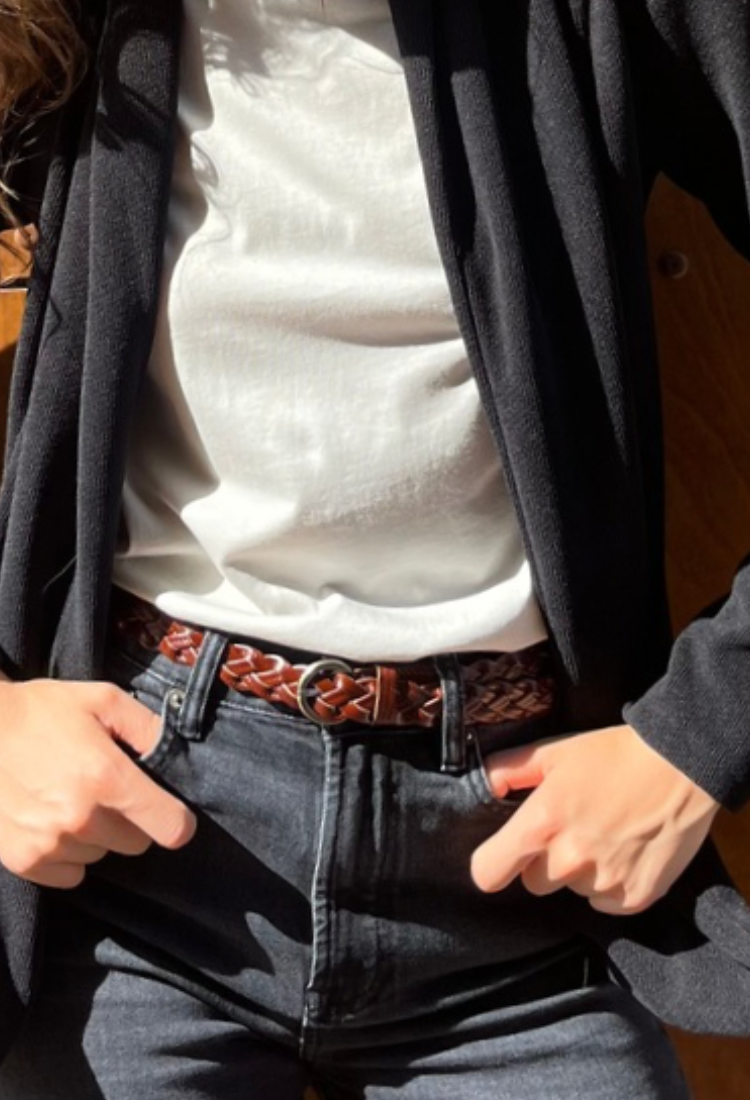 Niki brown braided belt