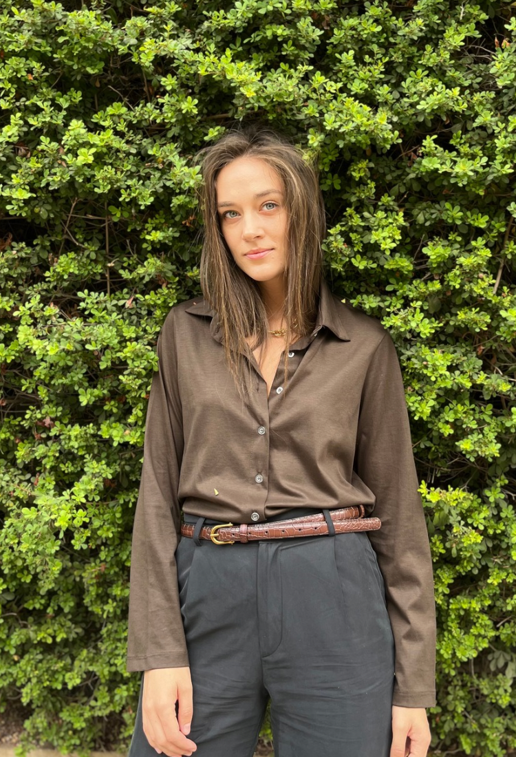 Adi brown chocolate button down shirt