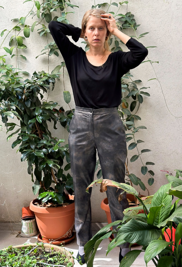 Nuli gray look leather pants