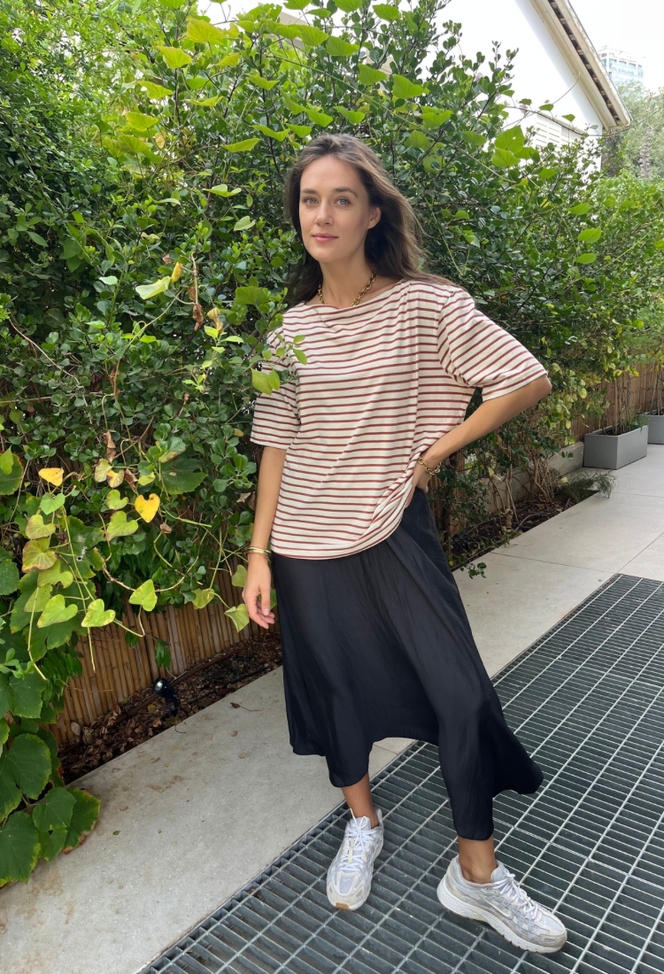 La Marinière cream and red stripes shirt