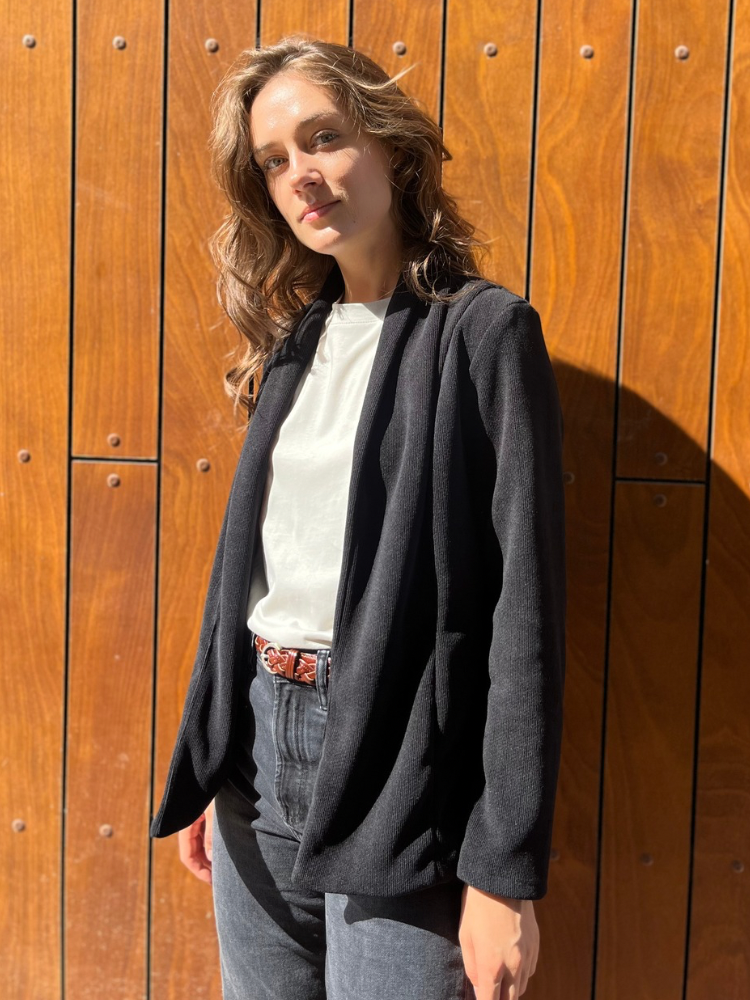 ג׳קט ריי  שחור מקורדרוי רך