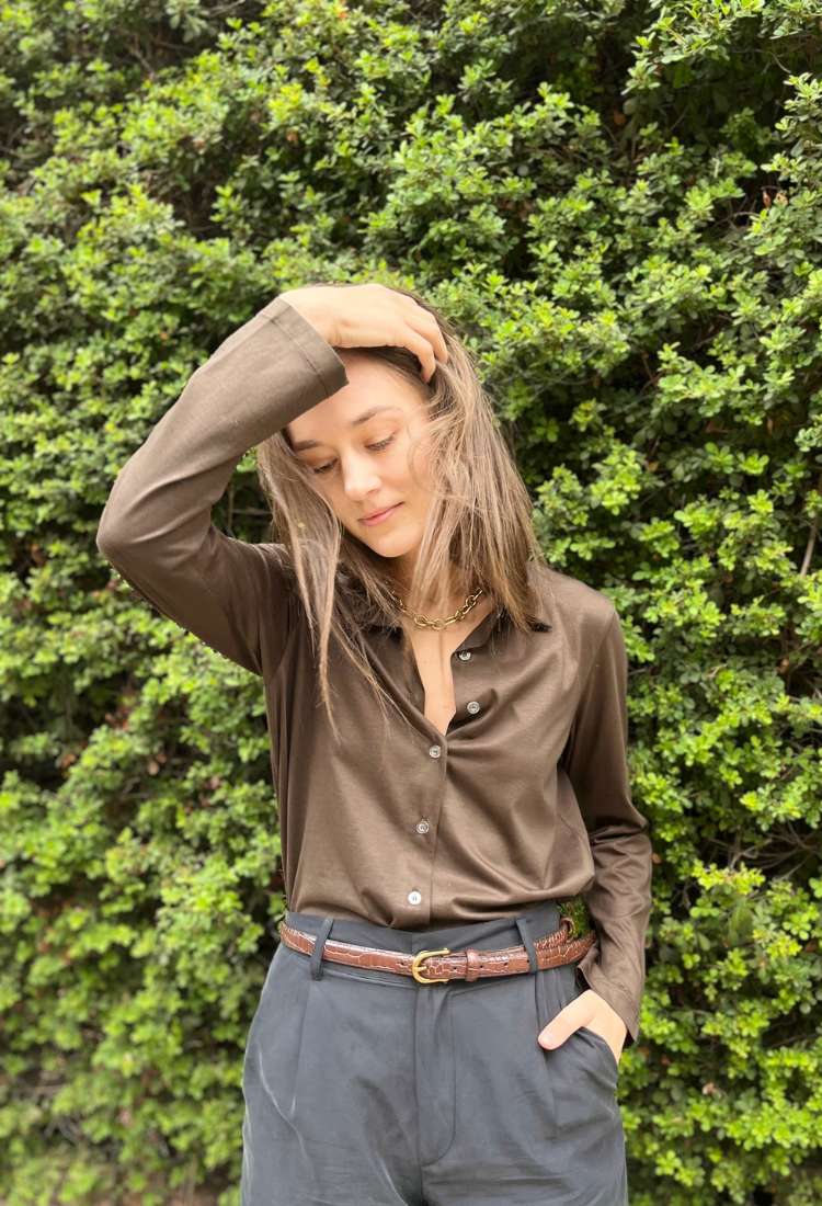 Adi brown chocolate button down shirt