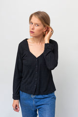 Leonie black button shirt