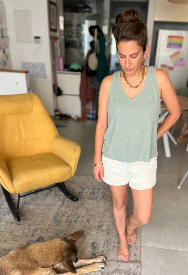 Didi pistachio green Sleeveless V Shirt