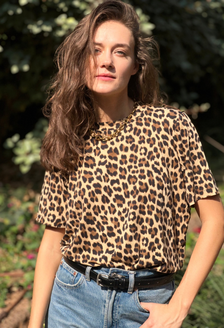 Lori brown leopard short sleeve shirt