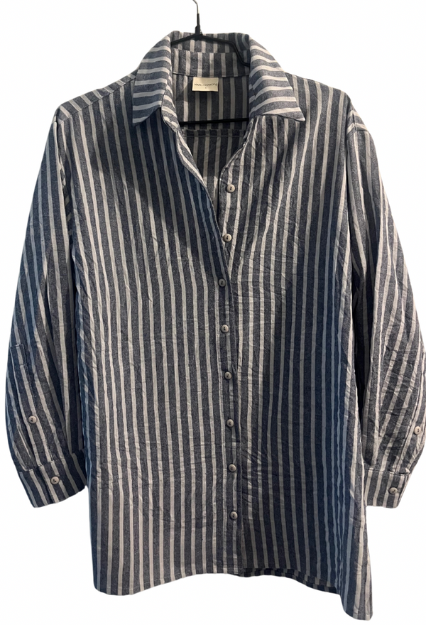 Nili gray  wide stripes button down shirt