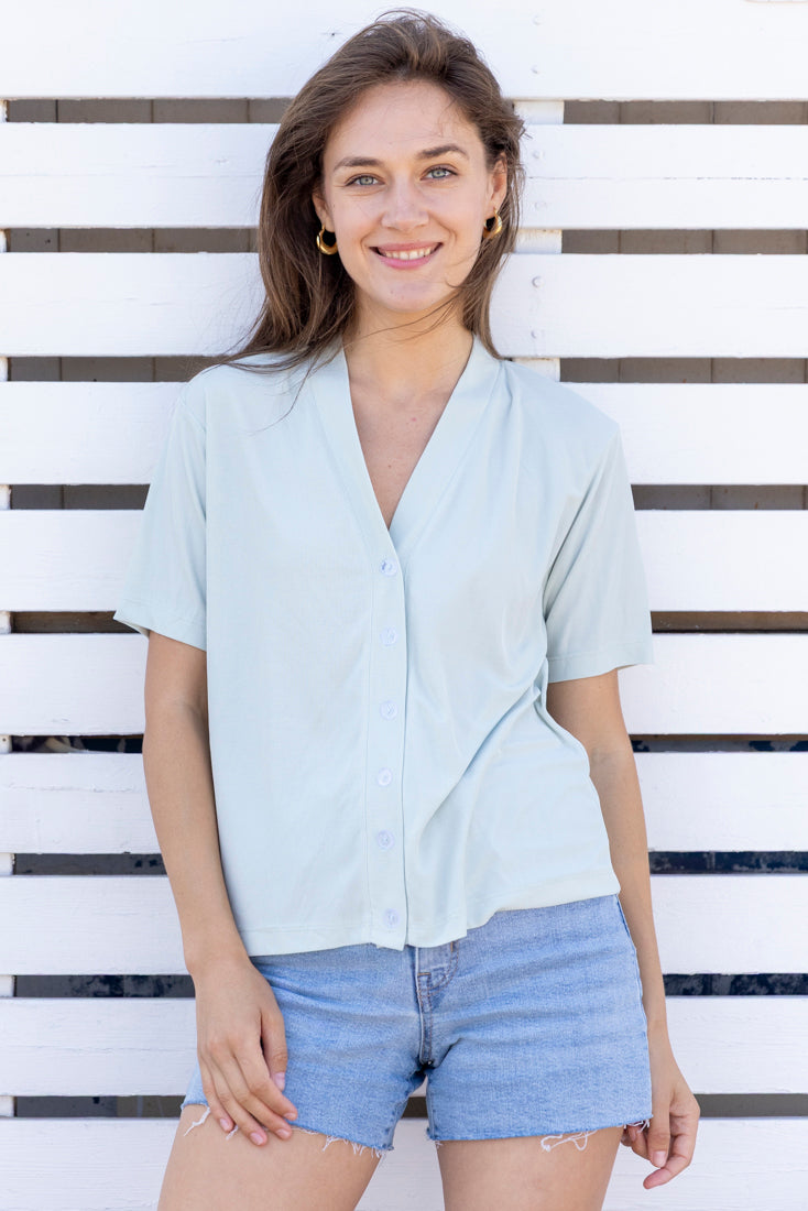 Alma green pastel  button down shirt