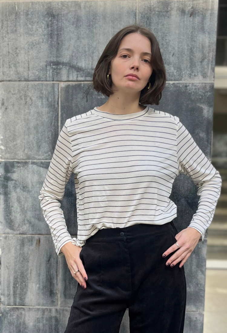 חולצת בילי פסים לבן כחול