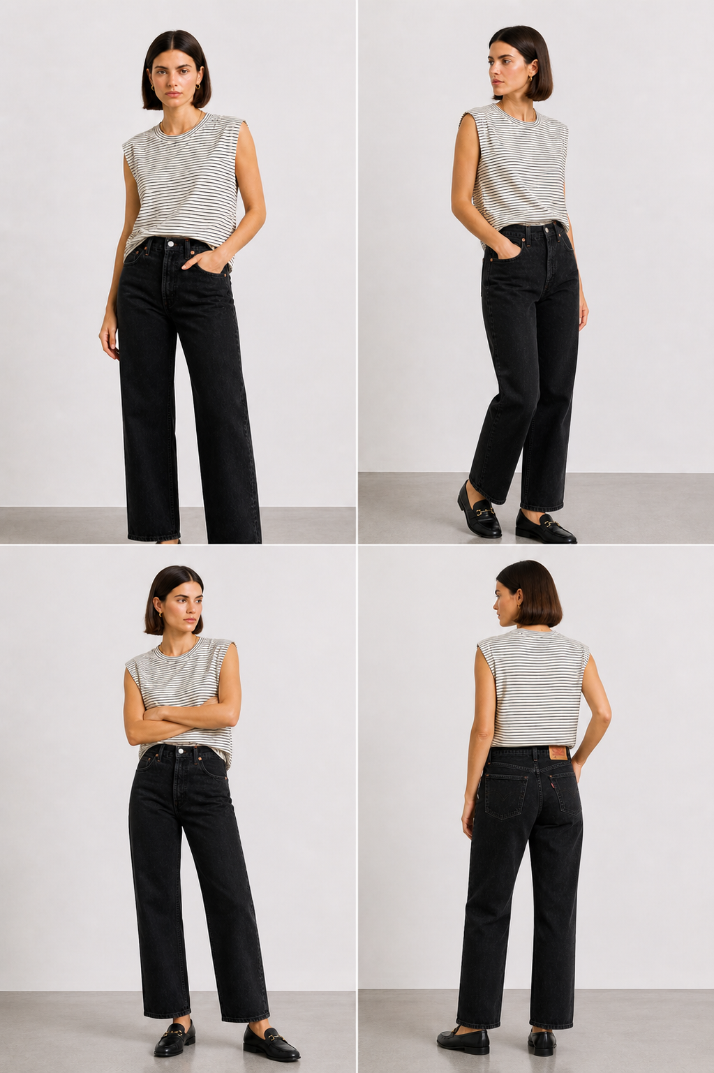 Gili off white and black stripes sleevless shirt