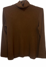 Lily chocolate brown  rib Turtleneck Shirt