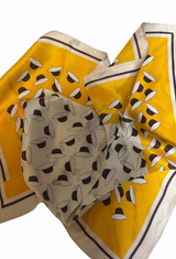 Brown and yellow  print silk scarf