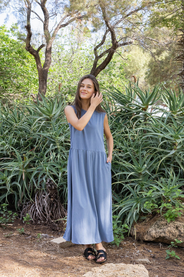 Emma wash blue maxi dress