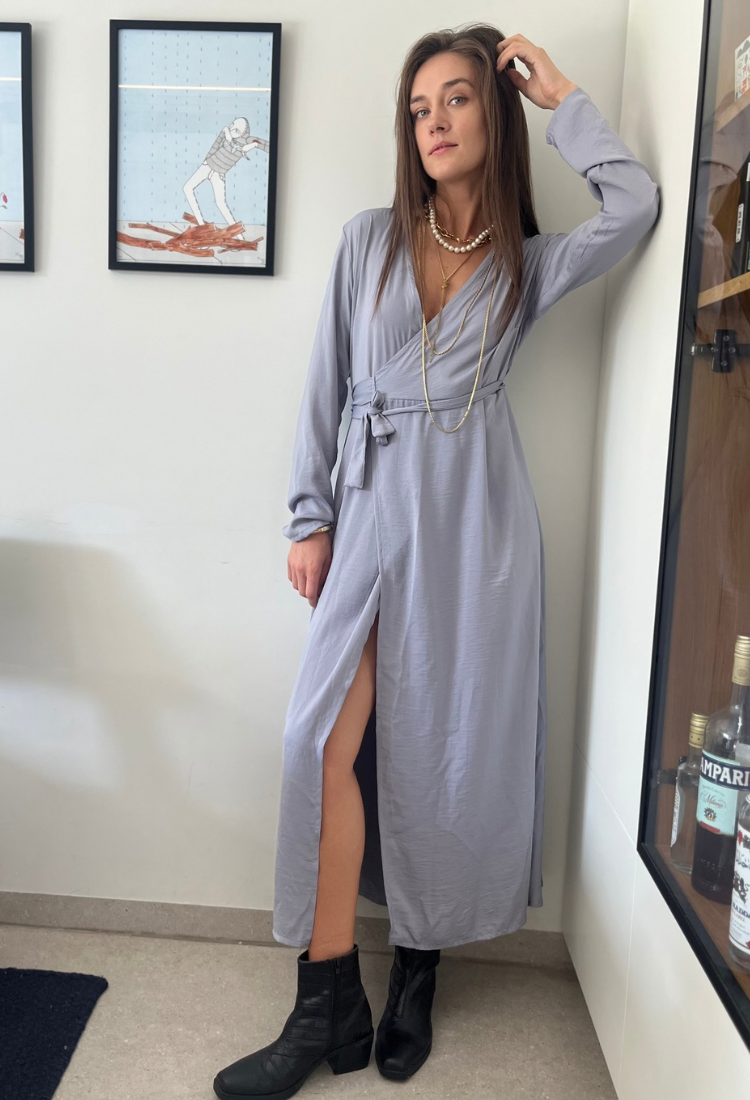 Ann gray maxi wrap dress