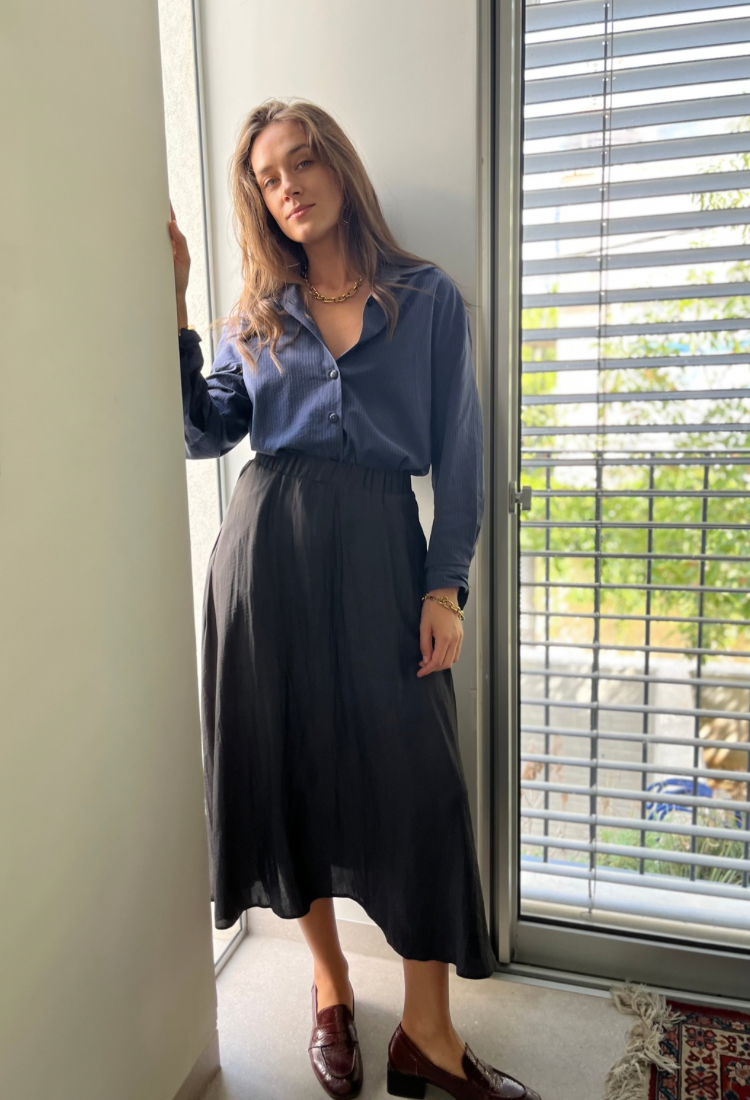 Sue smoky black maxi skirt