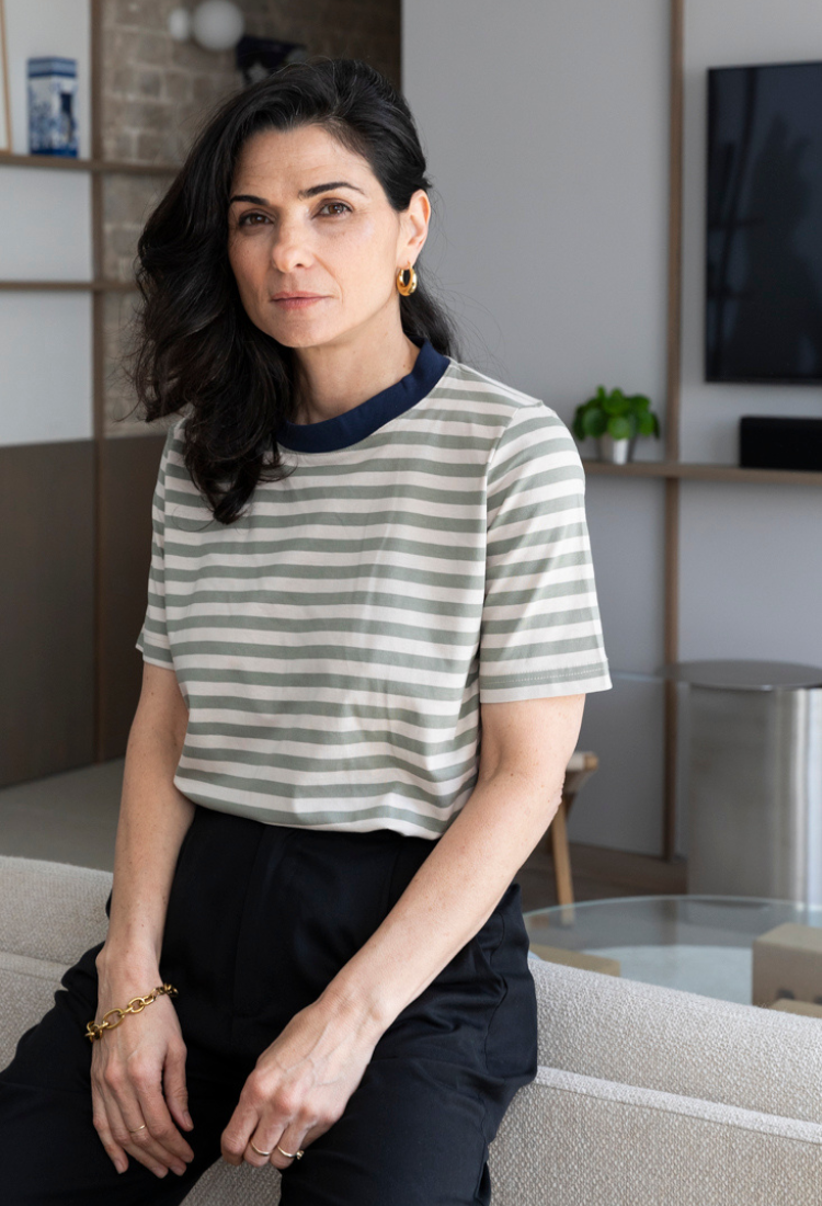 Lori green and stone stripes short sleeves  T- shirt