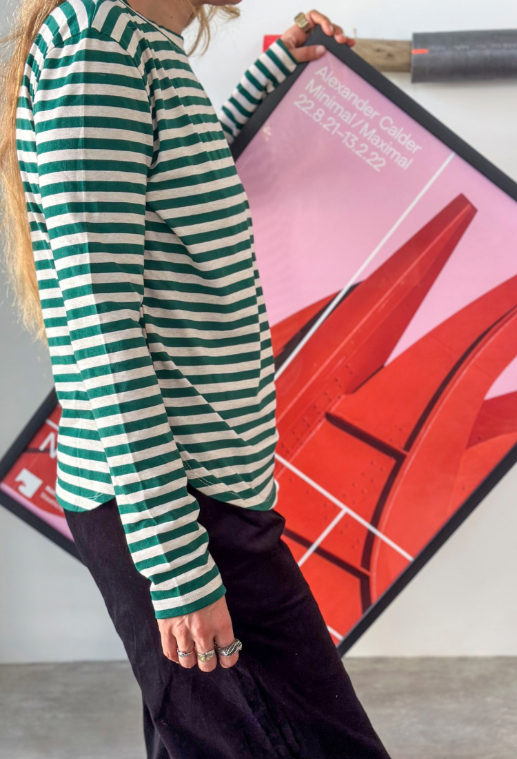 Cream and green stripes cotton  lou shirt