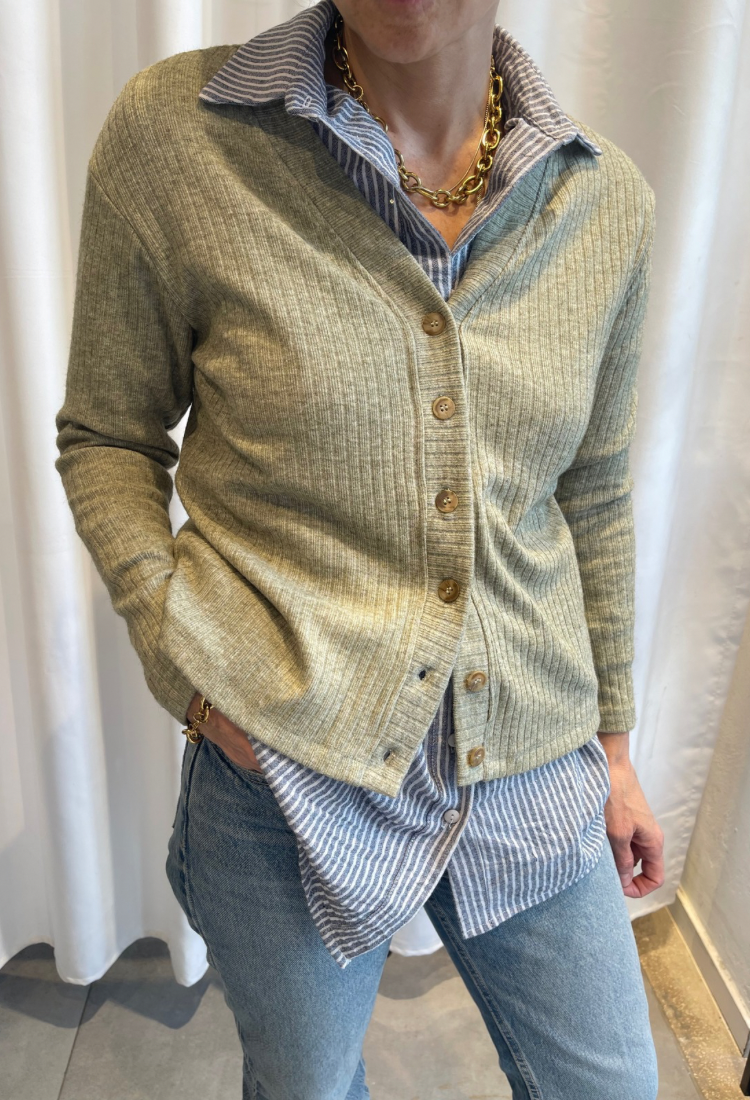 Nili gray stripes button down shirt