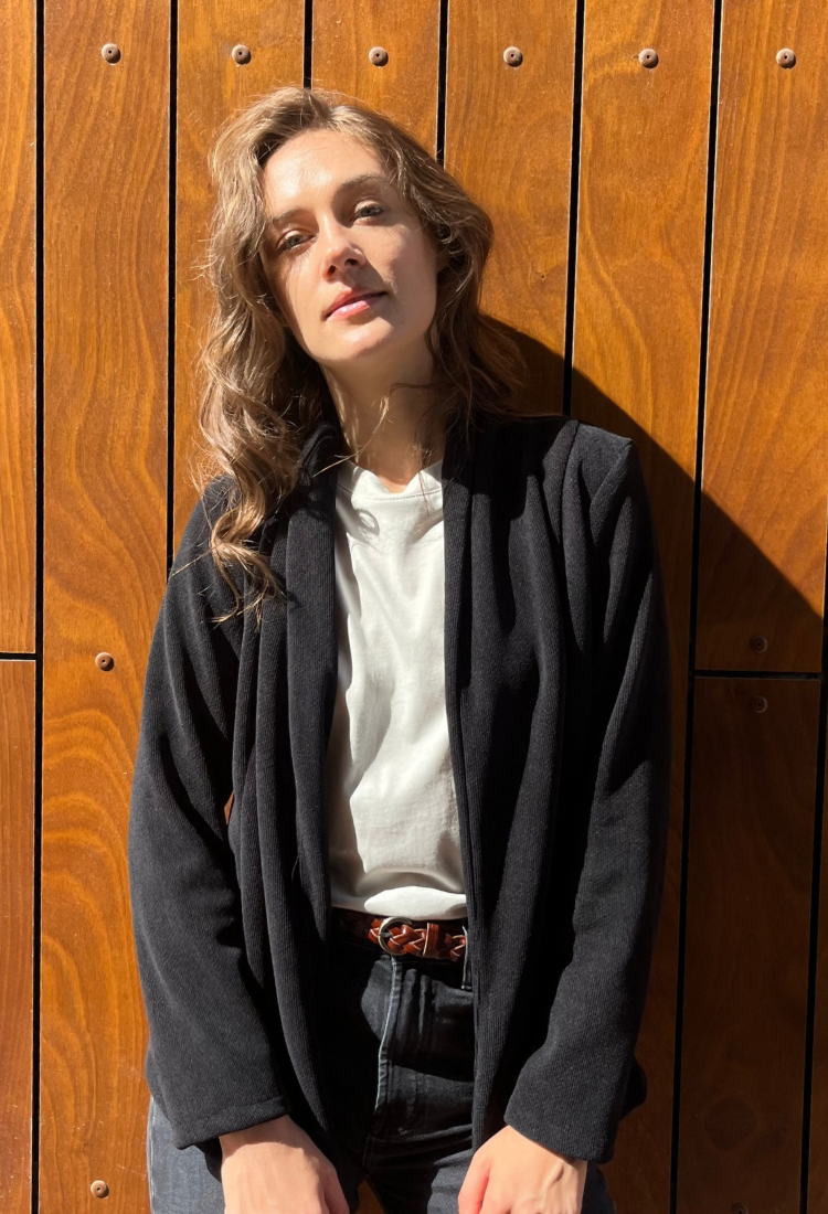 ג׳קט ריי  שחור מקורדרוי רך