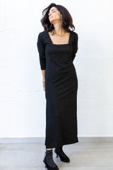 Anna black long Sleeves maxi dress