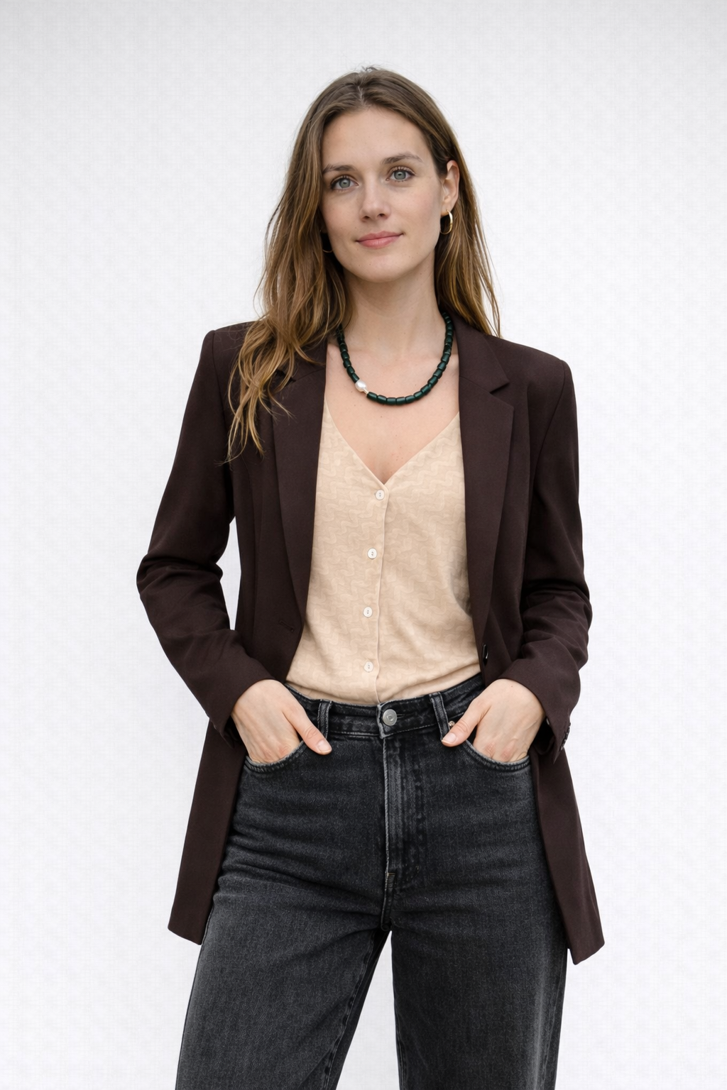 חולצת ליאוני שרוול ארוך במבע חום בהיר