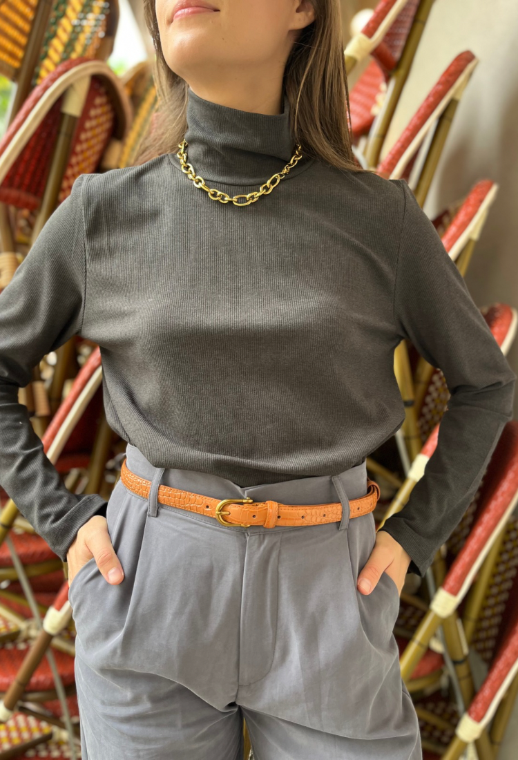 Mila leopard camel belt