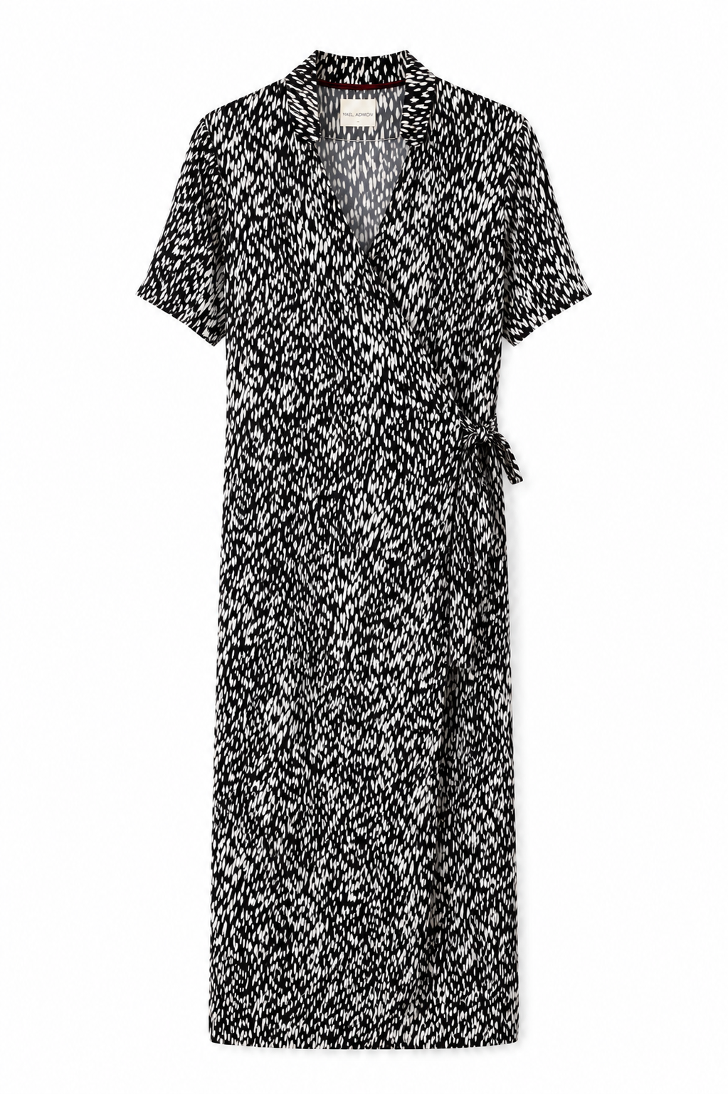 Rose black with white print wrap dress