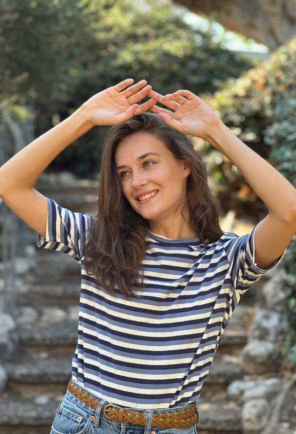 Billy white and blue stripes shirt