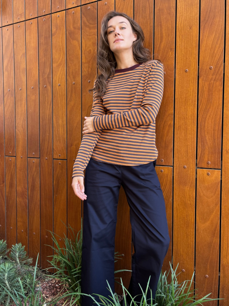 חולצת לו פסים כתום אפור