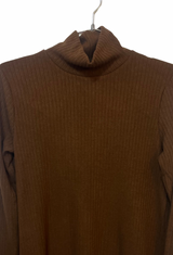 Lily chocolate brown  rib Turtleneck Shirt