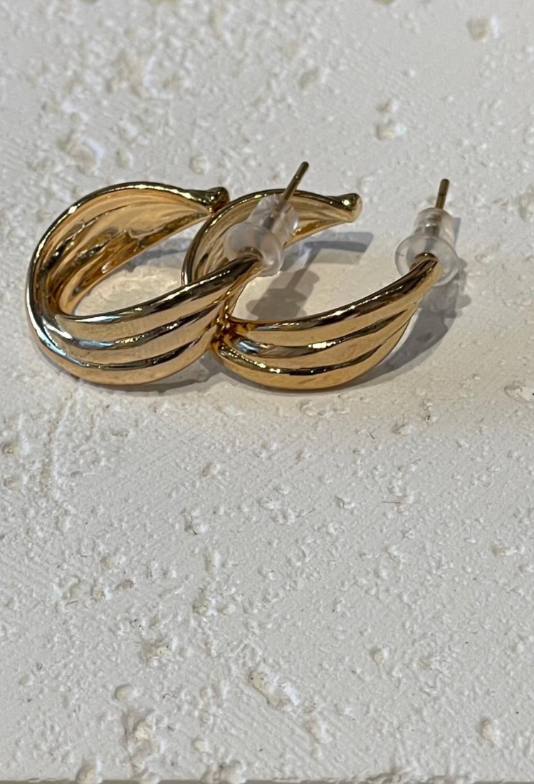 Golden huggie hoop earrings