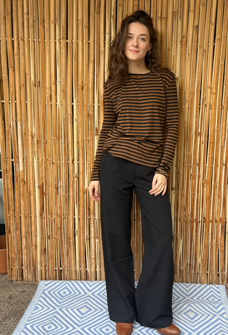 חולצת לו פסים חום שחור