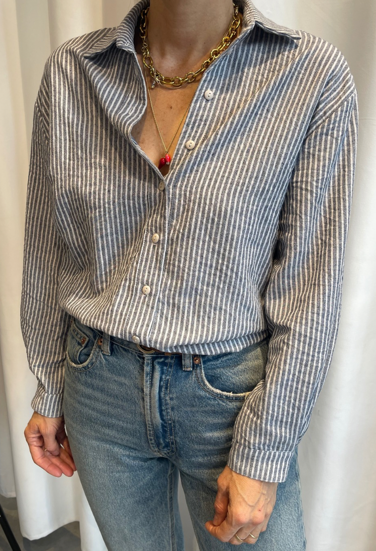 Nili gray stripes button down shirt